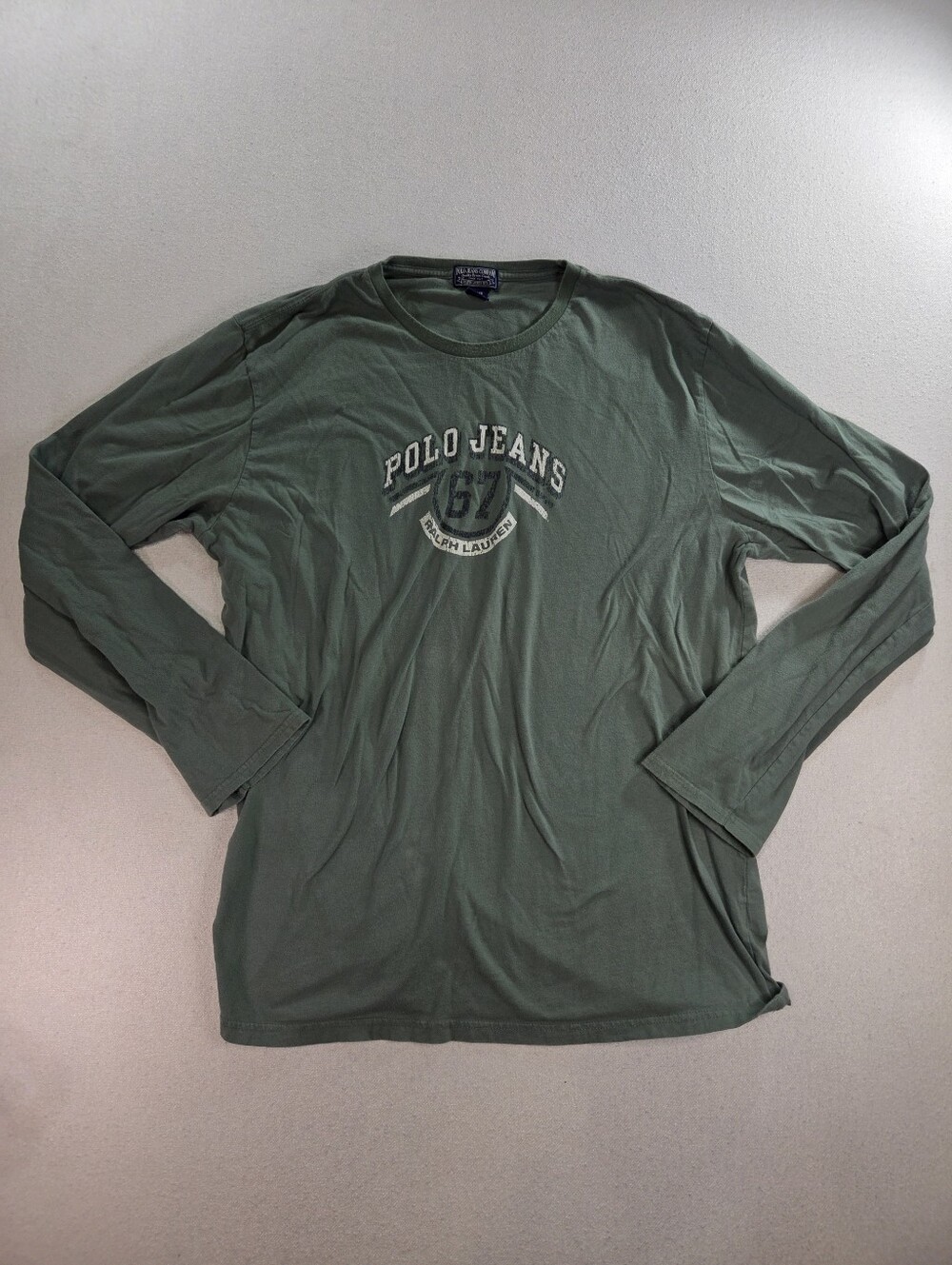 Polo Jeans Company Ralph Lauren 67 Long Sleeve Shirt Mens XL Green Olive